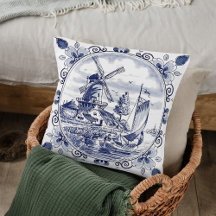 Classique Vintage Chic Hollandais Windmill Delft B