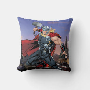 Coussin Classiques Avengers Thor sautant avec Mjolnir