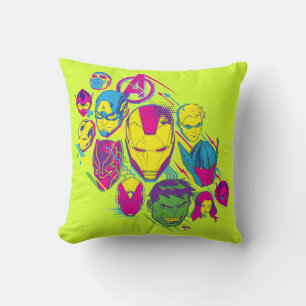 Coussin Classiques des Avengers Visages Néon de l'Avenge