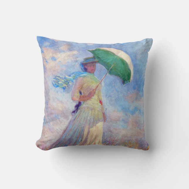 Coussin Claude Monet - Femme avec un parasol face à droite (Recto)