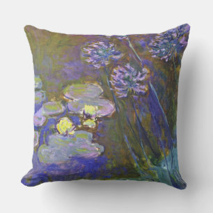 Coussin Claude Monet Nymphéas Agapanthus Art Vintage