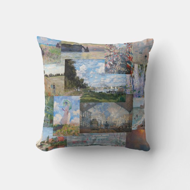 Coussin Claude Monet - Patchwork de chefs-d'oeuvre (Recto)