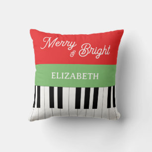 Coussin Clavier de piano Joyeux & Lumineux Pianiste Noël 