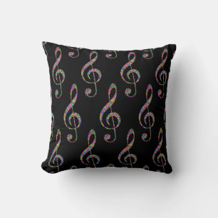 Coussin Clé de musique en arc-en-ciel