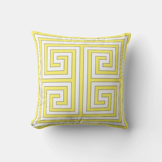 Coussin Clé grecque jaune et blanche Motif (Recto)