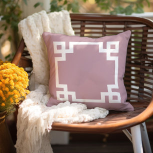 Coussin Clé grecque mauve et blanche   Couleurs modifiable