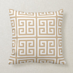 Coussin Clé grecque Motif blanc sur bronze