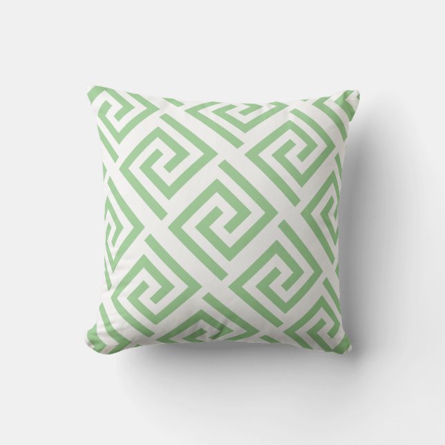 Coussin Clé grecque Motif Blanche Sage Vert Personnalisé C (Recto)