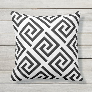 Coussin Clé grecque Motif noir blanc couleur personnalis