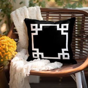 Coussin Clé grecque noire et blanche   Couleur modifiable