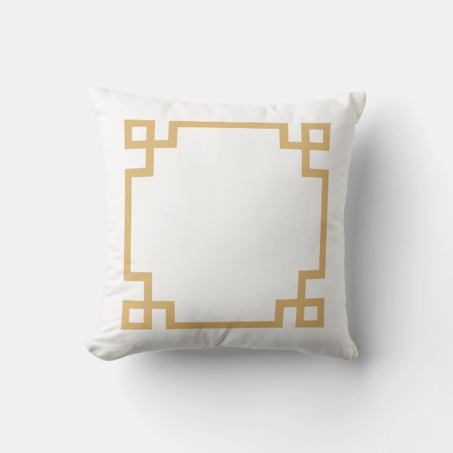 Coussin Clé grecque or et blanc (Recto)