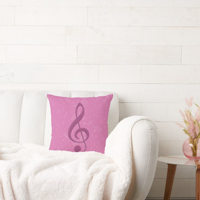 Coussin Clef rose et notes musicales (Canapé)