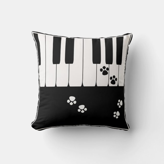 Coussin Clés de piano et pattes de pieds de chat (Recto)