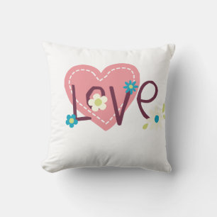 Coussin Clip Art de typographie florale à cœur d'amour