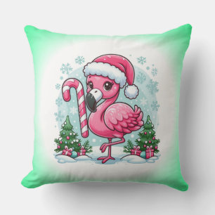 Coussin Clipart de sublimation du Flamant rose de Noël
