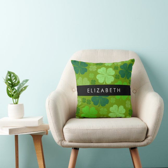 Coussin Cloches Vertes, Cloches Lucky, Votre Nom (Chaise)