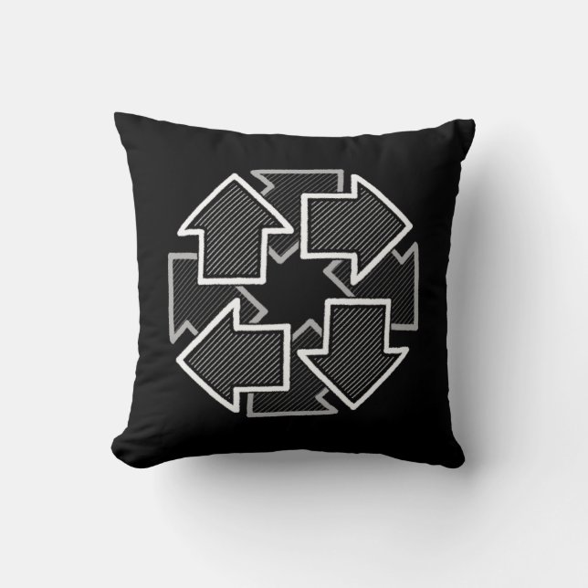 Coussin Clockwise Arrows Minimal Geometric Black Variant 2 (Recto)