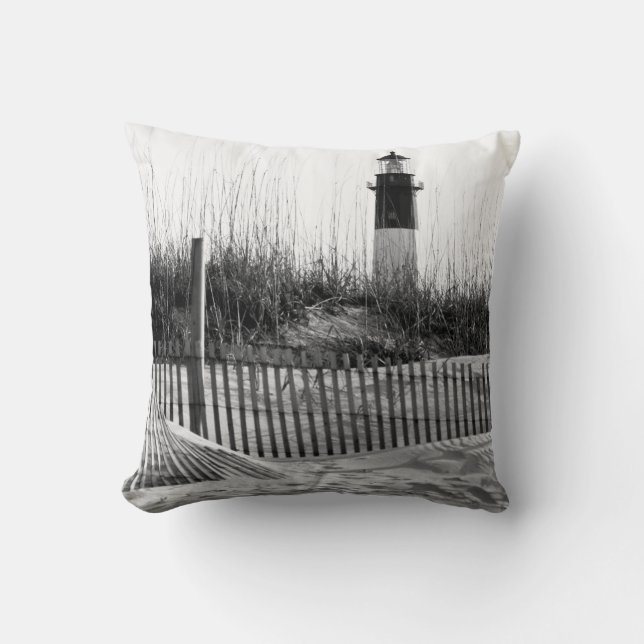 Coussin Clôtures de plage et phare (Recto)