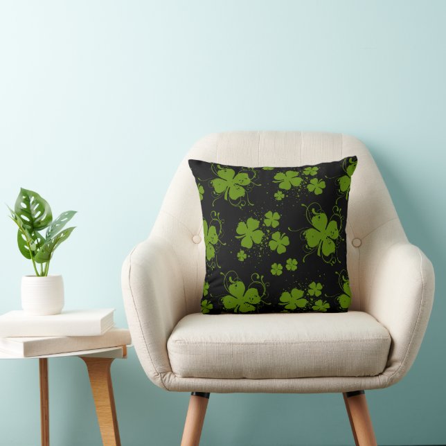 Coussin Clovers verts, Lucky Clovers, Saint Patrick's Day (Chaise)