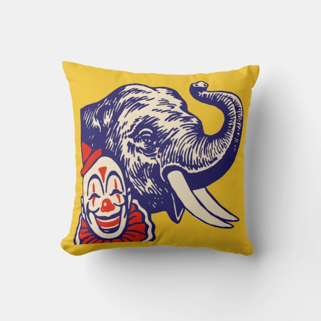 Coussin Clown et éléphant de cirque effrayants pas du tout (Recto)
