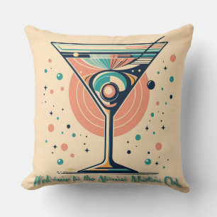 Coussin Club Atomic Martini Rétro Futuriste Espace Age
