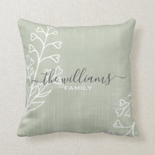 Coussin Clunge Script Simple Calligraphie verte Nom de fam