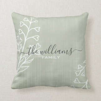 Coussin Clunge Script Simple Calligraphie verte Nom de fam