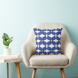 Coussin Coastal bleu esail shell simple chic