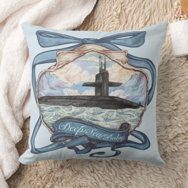 Coussin Coastal Blues Submarine Throw Pillow  (Couverture)