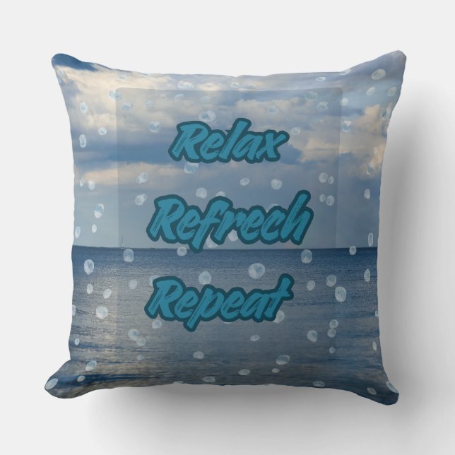 Coussin Coastal Typography Pillow – Minimalist Sea Quote D (Recto)