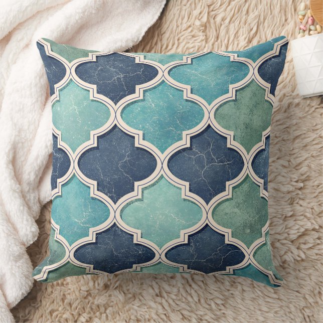 Coussin Cobalt and Teal Quatrefoil - Mediterranean Mosaic (Couverture)