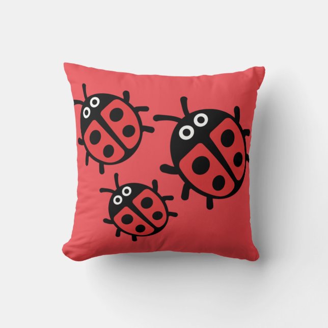Coussin Coccinelle Famille de jolis enfants  (Recto)