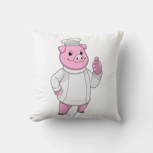 Coussin Cochon comme cuisinier avec casquette chef (Recto)