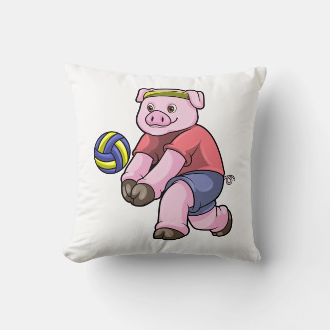 Coussin Cochon de sport avec volleyball (Recto)