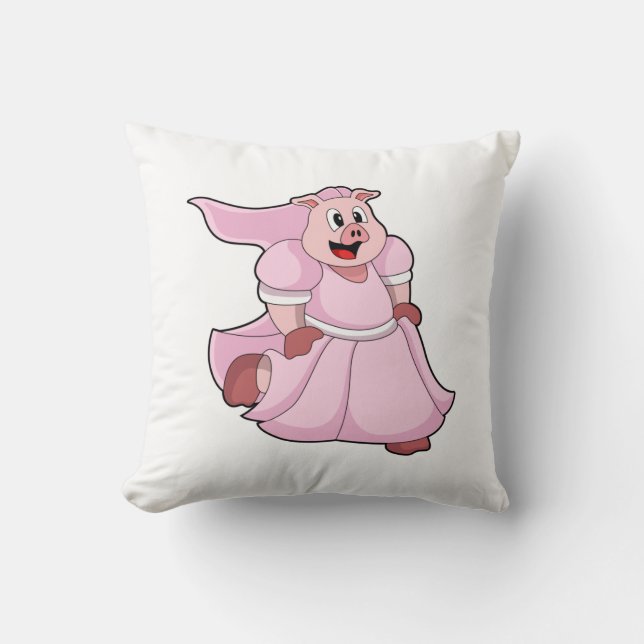 Coussin Cochon en mariée avec une robe de mariée (Recto)