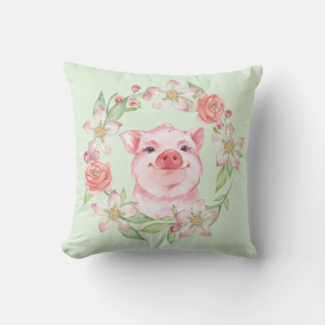 Coussin Cochon et fleurs (Recto)