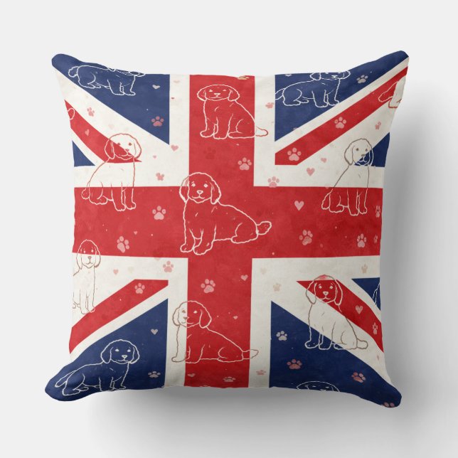 Coussin Cockapoo UK Gift | Union Jack Dog Cushion (Recto)