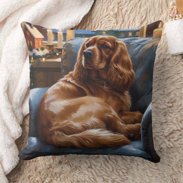 Coussin Cocker Spaniel avec les lumières de Noël (Couverture)
