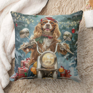 Coussin Cocker Spaniel Chien équitation Moto Noël