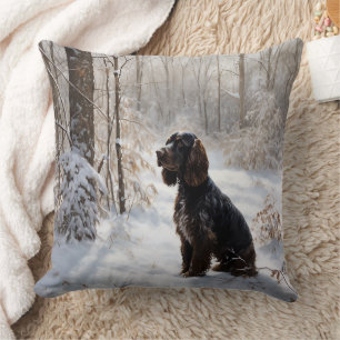 Coussin Cocker Spaniel Laisser Neige Noël