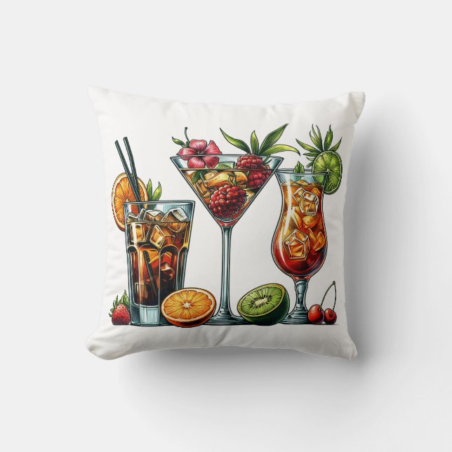 Coussin Cocktail alcoolique Boissons couleurs illustration (Recto)