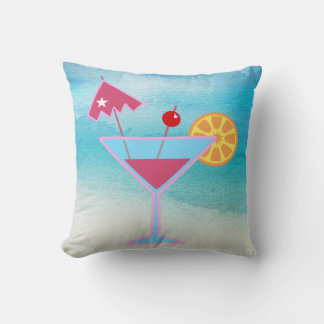 Coussin Cocktail rose et bleu tropical Mer Abstraite
