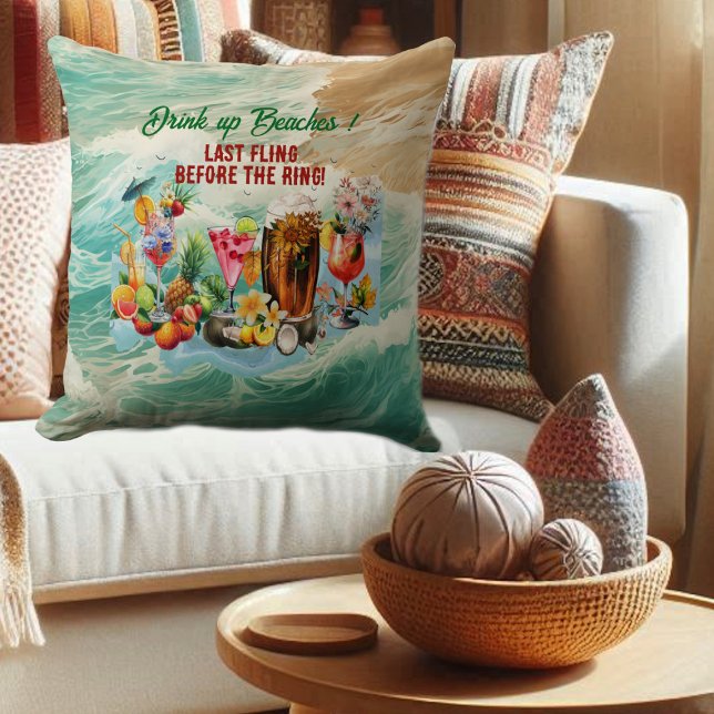 Coussin Cocktails de plage tropicale Fête de Bachelorette  (Tropical Beach Cocktails Fruits Bachelorette Party Throw Pillow)