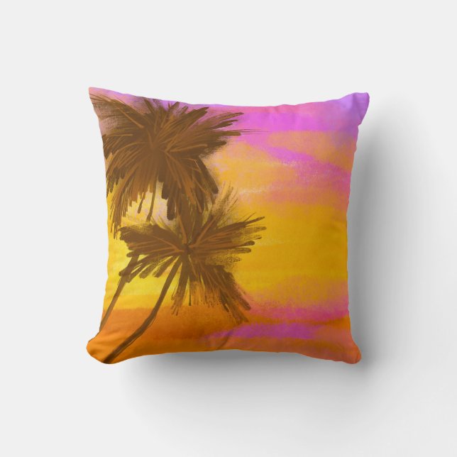Coussin Cocotier, thème tropical d'été. (Recto)