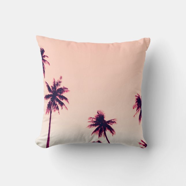 Coussin Cocotiers de palmiers tropicaux au coucher du sole (Recto)