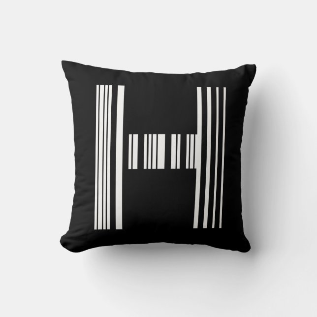 Coussin Code barre de la lettre H Première initiale Motif  (Recto)