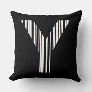 Coussin Code barre de la lettre Y Première initiale Motif