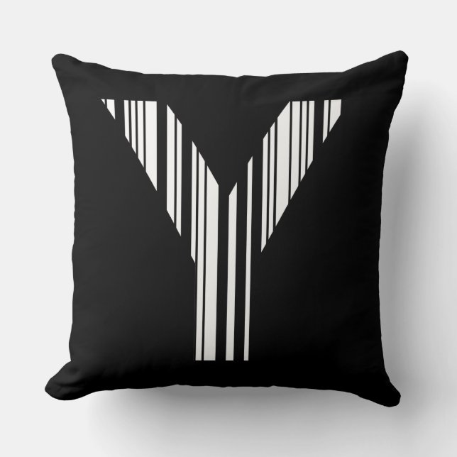 Coussin Code barre de la lettre Y Première initiale Motif  (Recto)