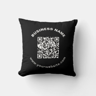 Coussin Code QR avec nom d'entreprise Texte circulaire gra