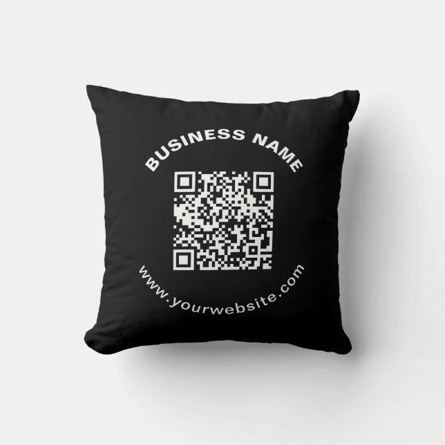 Coussin Code QR avec nom d'entreprise Texte circulaire gra (Recto)
